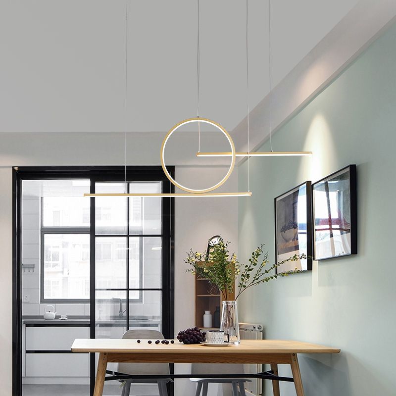 3 Light Linear Island Lights Contemporary Metal Island Light Fixture for Kitchen