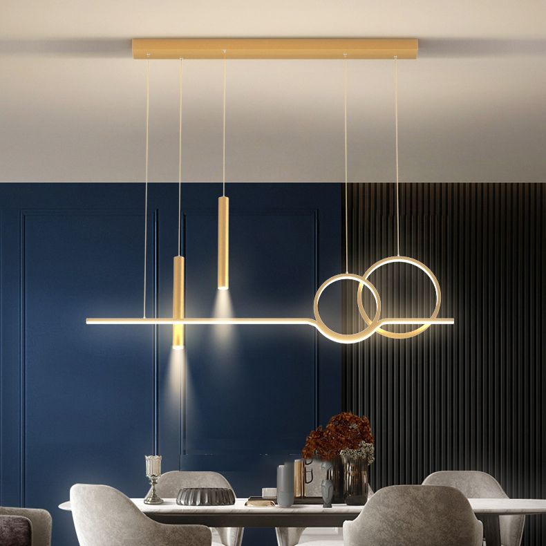 Multiple-Light Geometric Island Light Fixtures Modern Metal Island Pendant Dining Room