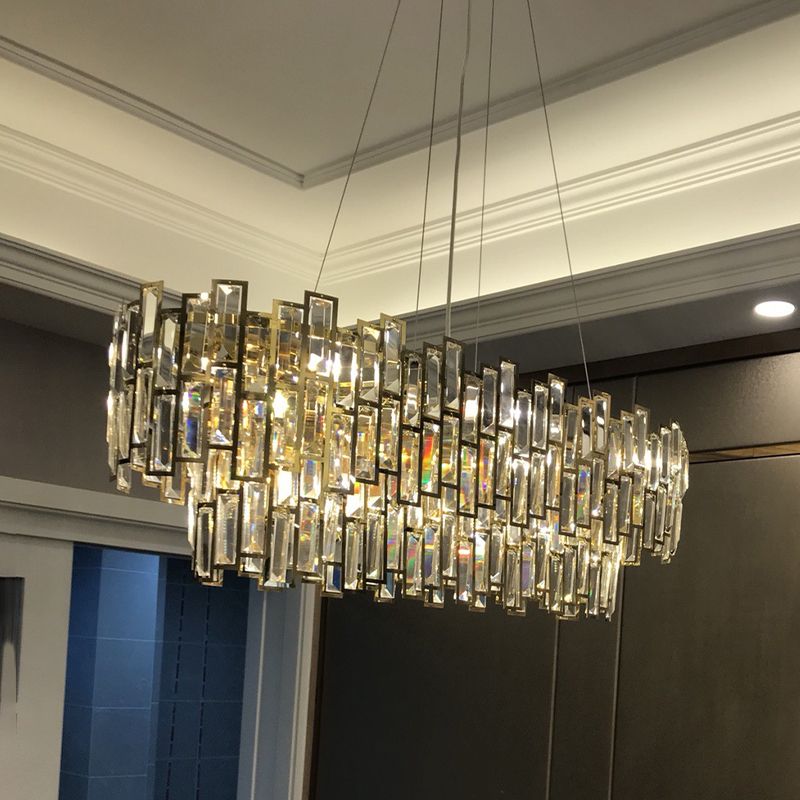 10 koppen rechthoekig kristal plafondlamp goud eetkamer kroonluchter hanglampje