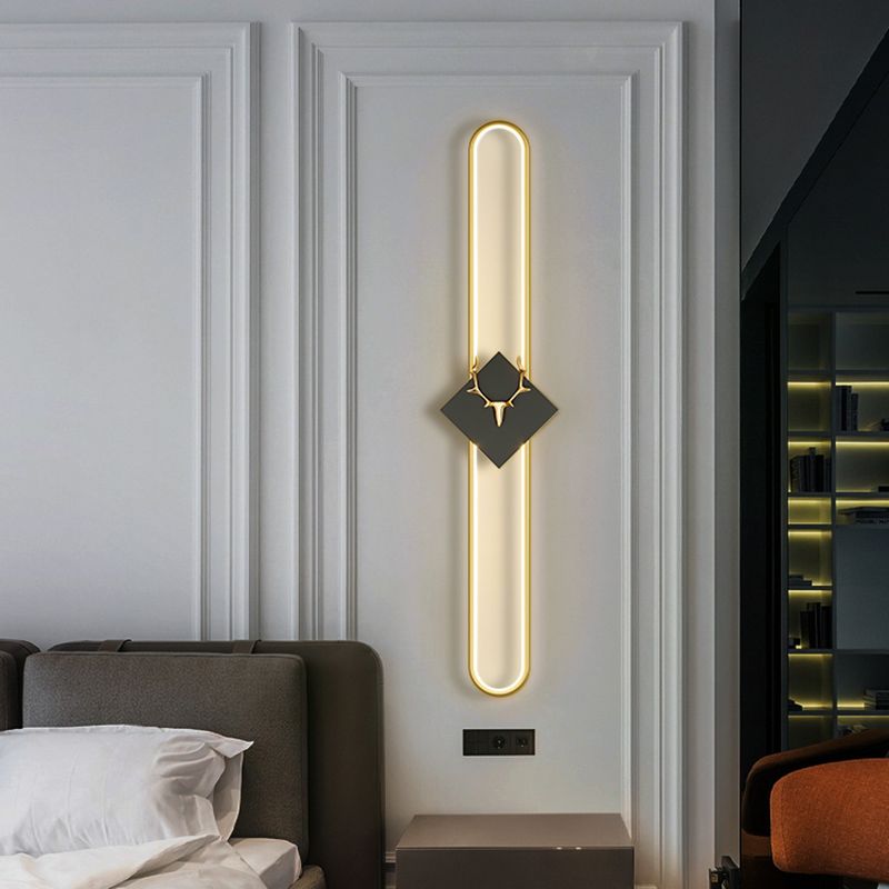 Oval Shape Metal Wall Light Modern Style 1 Light Wall Mounted Light Fixture