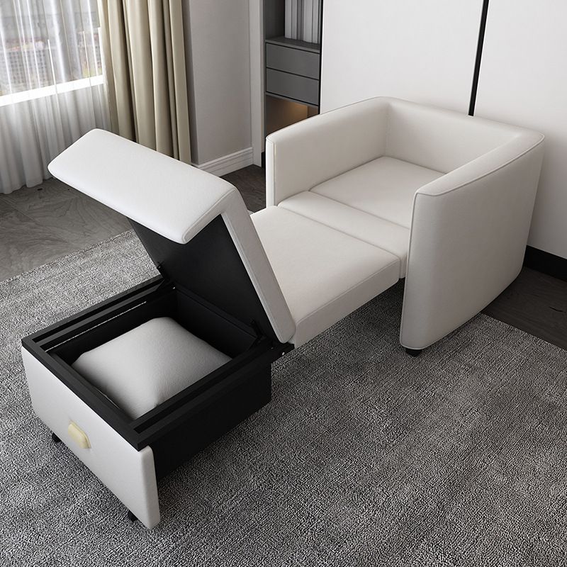 Metal Frame Futon Chairs Faux leather Square Arms Sofa Bed with Upholstered, 31.49" Wide