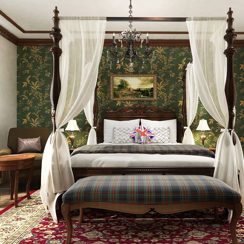 Garden Leaves Wallpaper Roll for Bedroom Decor Plants Wall Covering in Dark Green, 33 ft. x 20.5 in