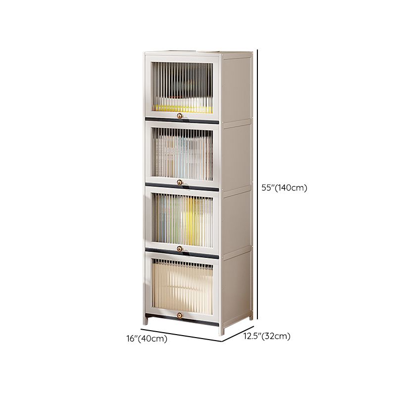Mid-Century Modern Accent Cabinet Rectangle Storage Cabinet with Doors, White