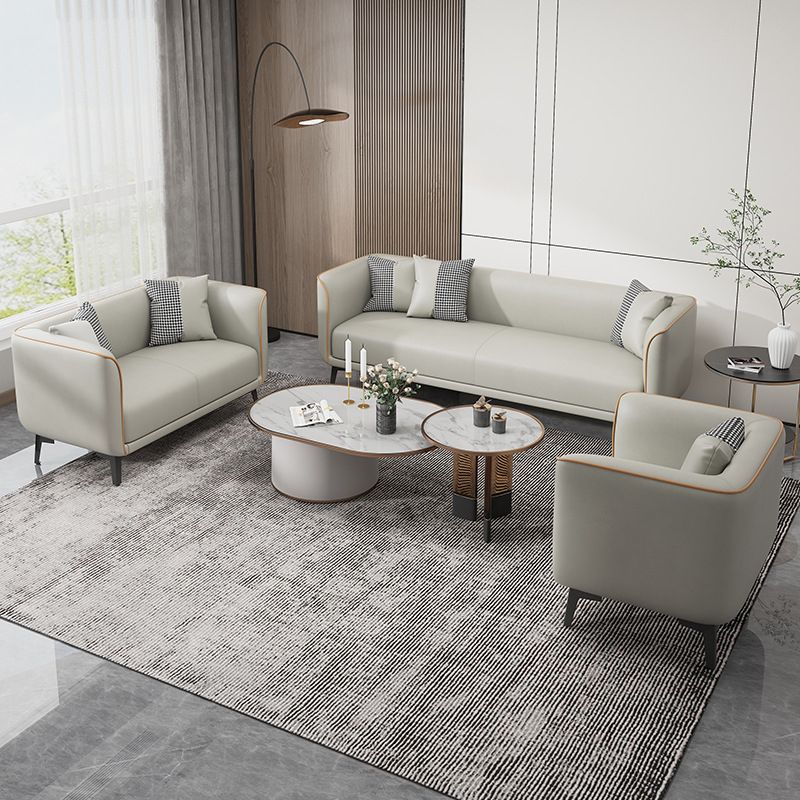 Tuxedo Arm Standard Sofa 25.98" H Modern Style Single Cushion Faux Leather Sofa