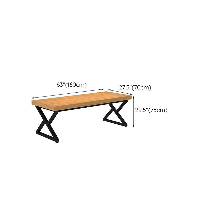 Pine Solid Wood Dining Table Industrial Rectangle Table with Double Pedestal