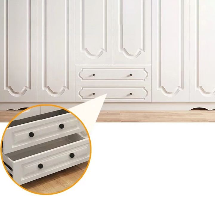 Engineered Wood Cabinet with 2 Drawers French Country White Wardrobe for Home