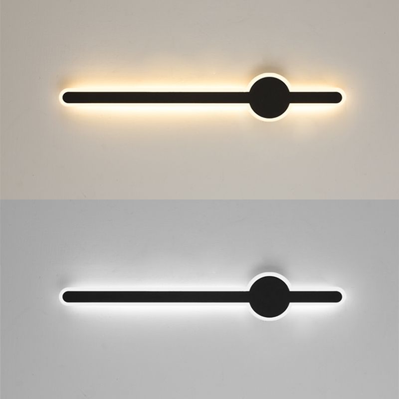 Forme linéaire Mur en métal Gamique de style moderne Lumière de mur de lumière unique en noir