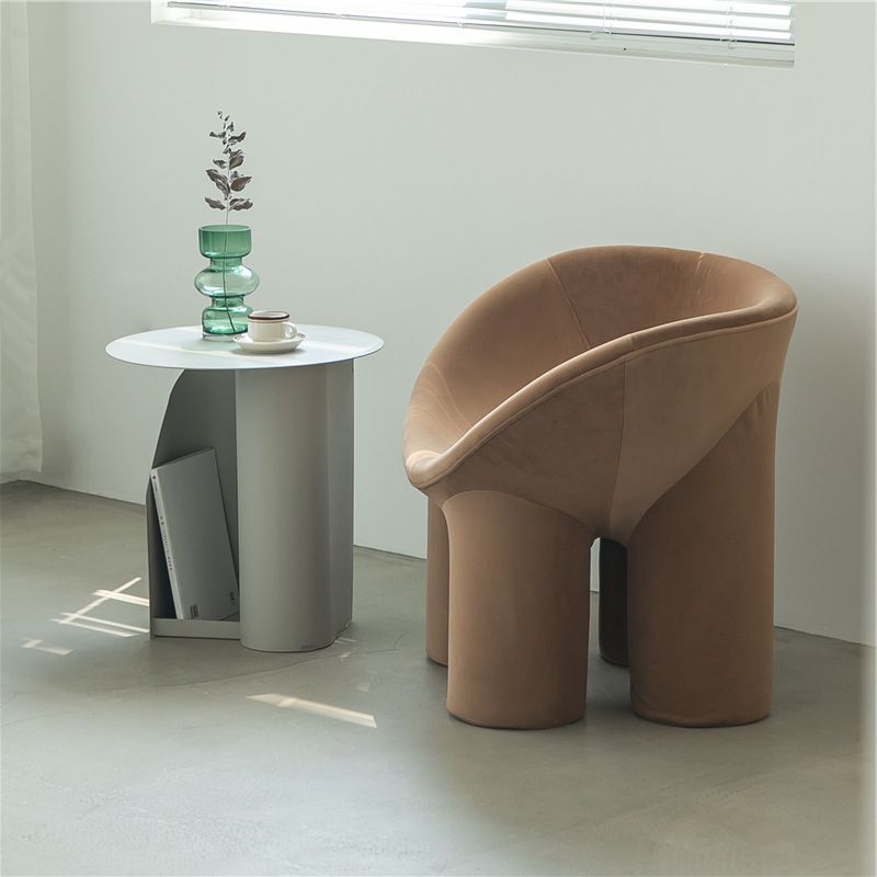 Modern Round Pedestal Coffee Table for Living Room in Pink with Storage