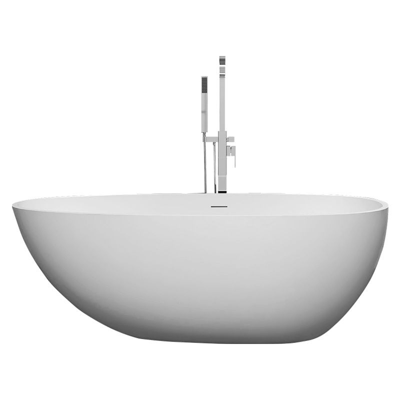 Modern Oval Tub with Drain and Overflow Trim White Soaking Bathtub for Home