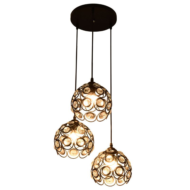 Cristal incrusté orbe suspendu luminaire d'éclairage de style moderne pour salle à manger