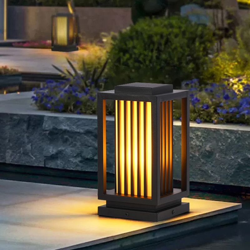 Rectangular Pillar Lamp Modern Black Outdoor Waterproof Light