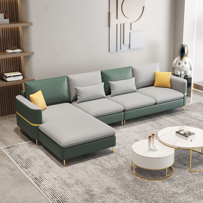 35.43" Tall Sectional Sofa Faux leather Sofa with Pillowed Back Cushions