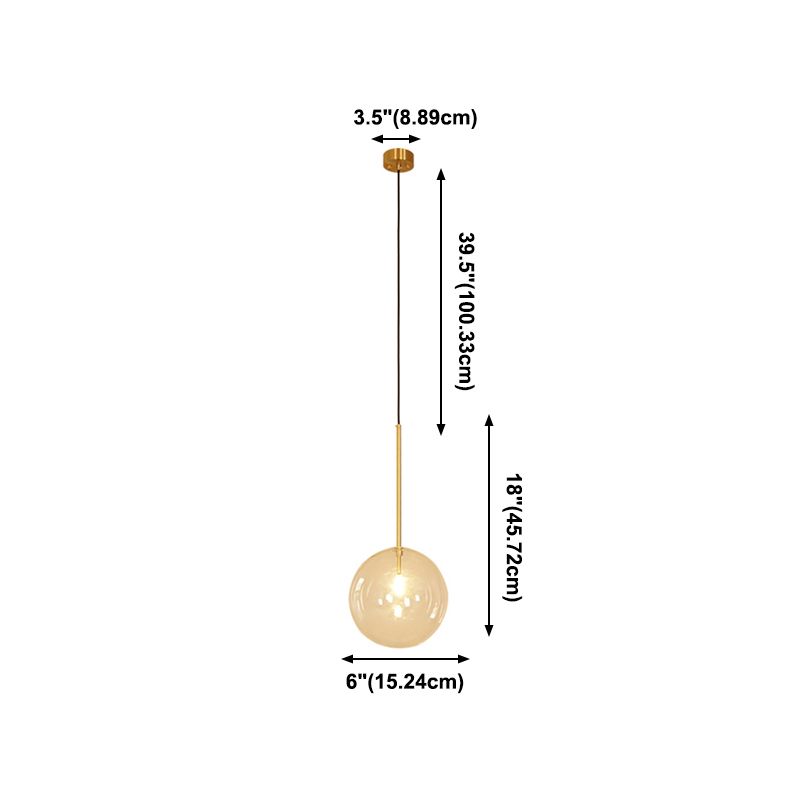 Moderne globale Hanglampenstange klare Glasanhänger Deckenleuchte mit 1 Licht