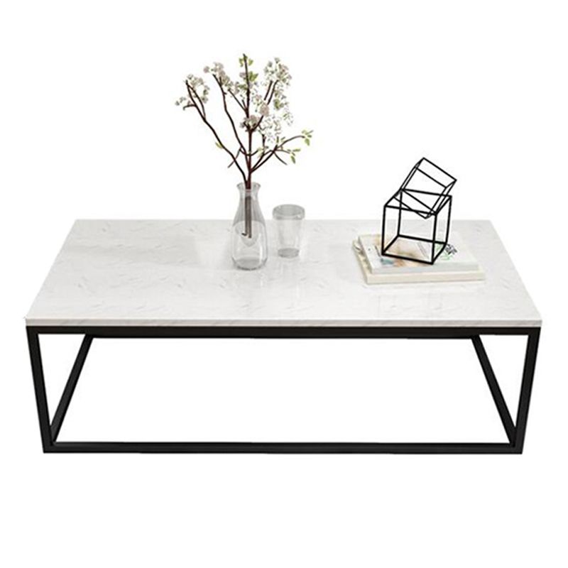 Stone Rectangular Coffee Table and Frame Coffee Table Glam Style