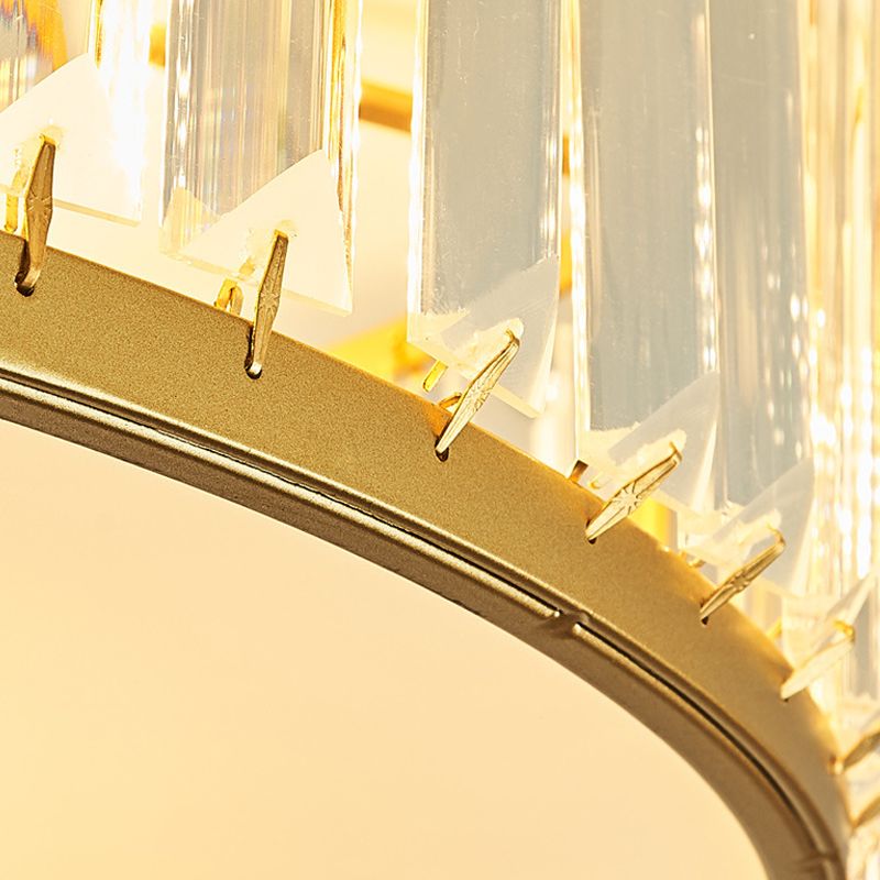 3/4/5 Lumière à la lumière du tambour contemporain Crystal Ceiling Flush Mount in Gold for Bedroom, 12.5 "/16.5" /20.5 " W