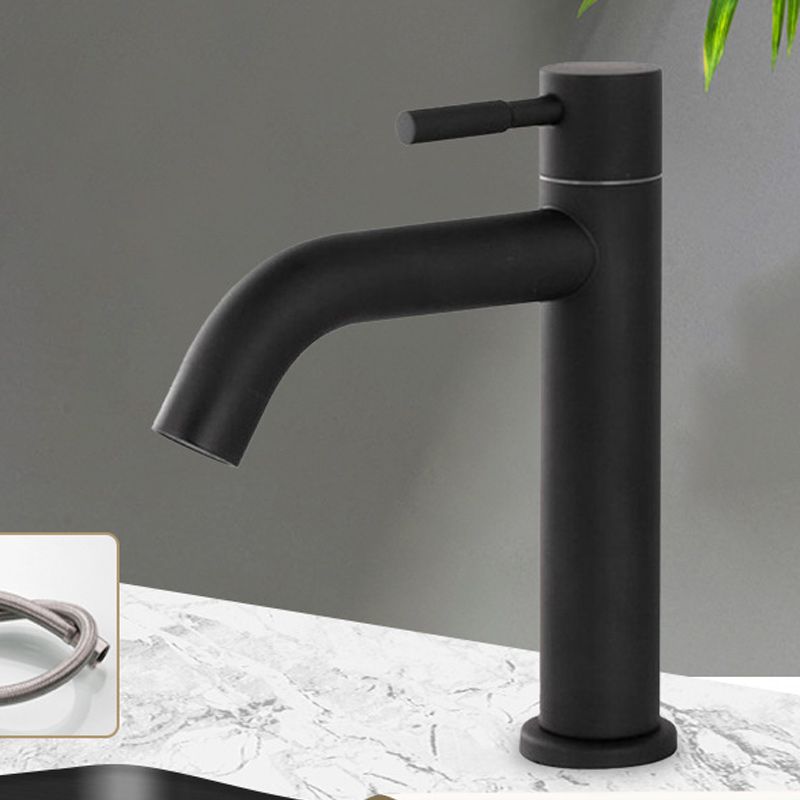 Circular Bathroom Faucet Modern Style Black Sink Faucet with Stainless Steel