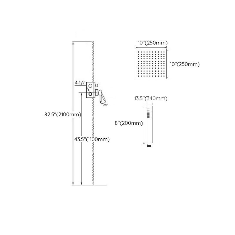 Shower System Grey Swivel Square Ceiling Mount Brass Modern Lever Handle Shower Set