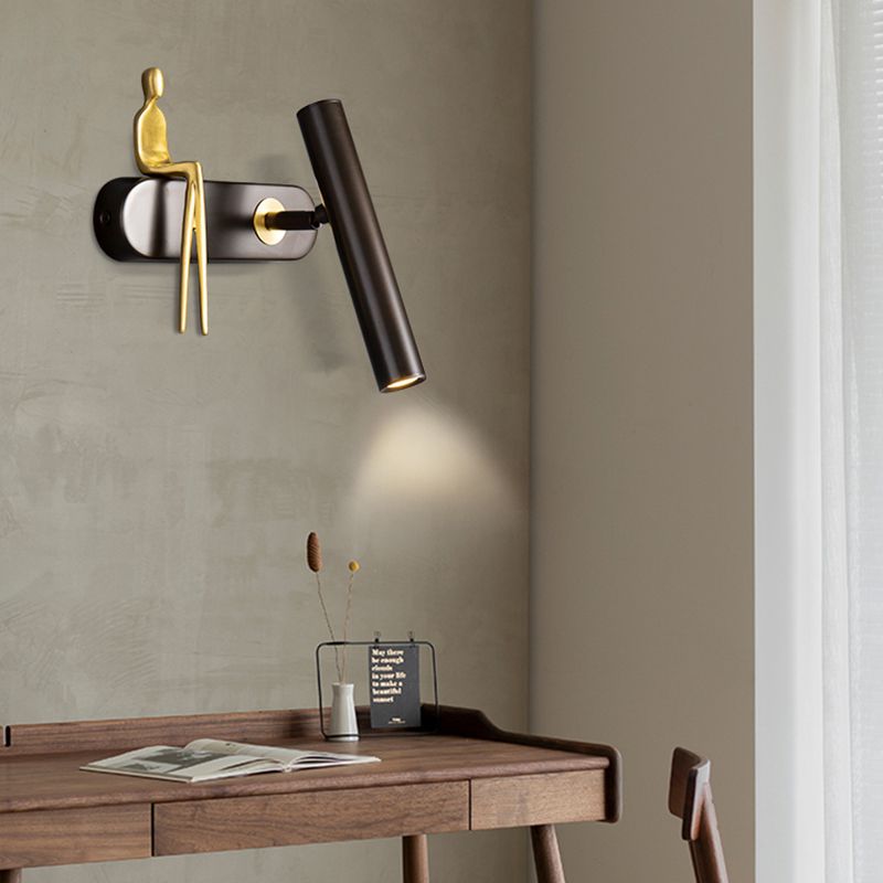 1-Light Cylinder Wall Light Fixture Modern Metal Wall Sconce Light