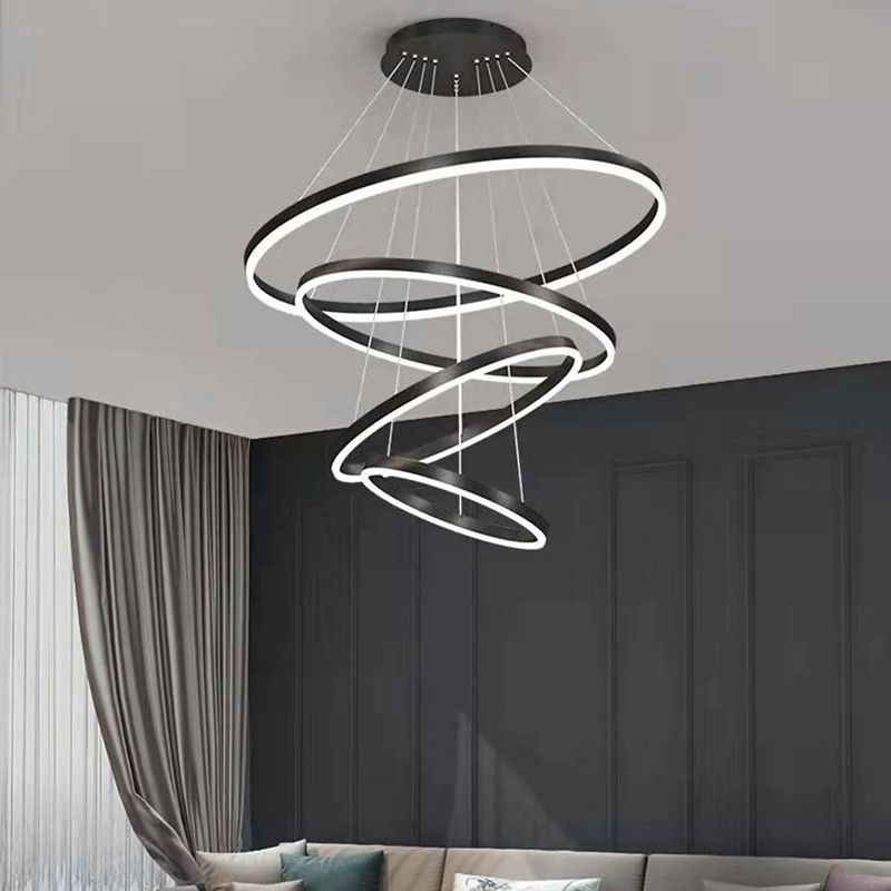 Black Multi-Tier Chandelier Lighting Fixture Modern Chandelier Pendant Light for Bedroom