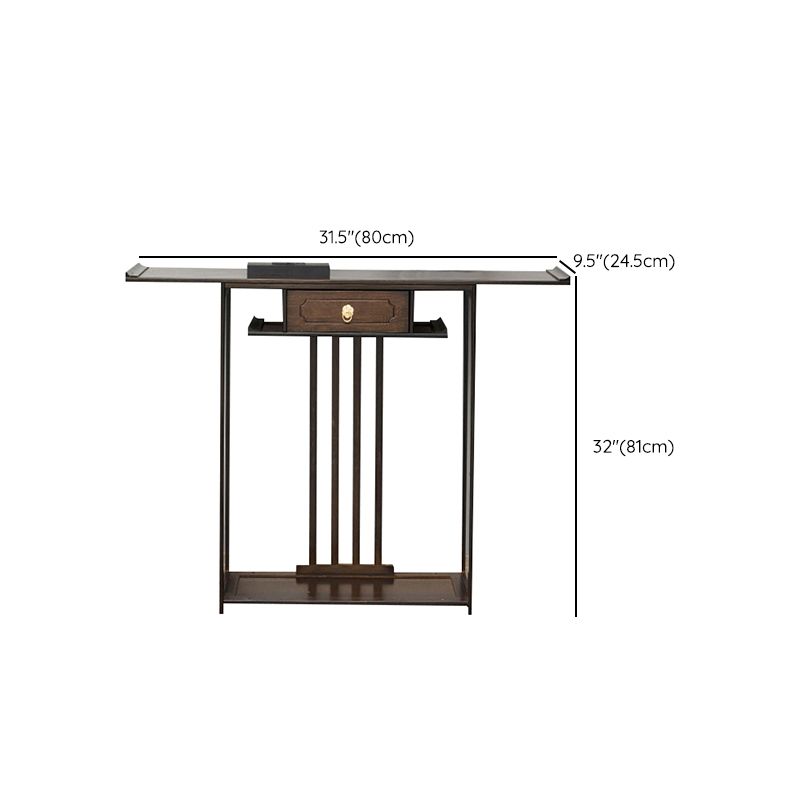 31"H Mid-Century Modern Console Table Single Drawer Sofa Table