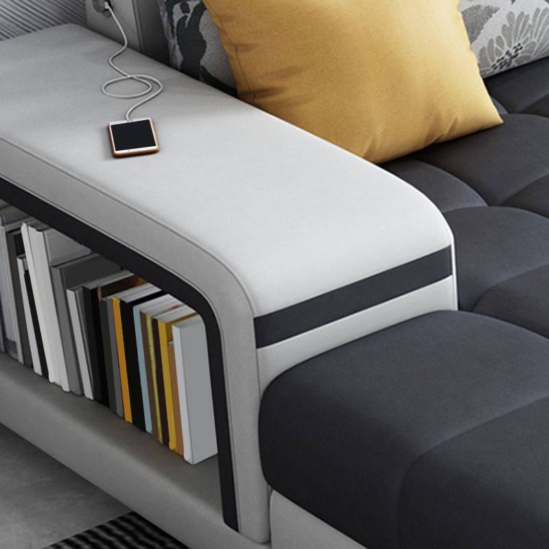 Contemporary Square Arm Stain-Resistant Slipcovered Storage Sofa
