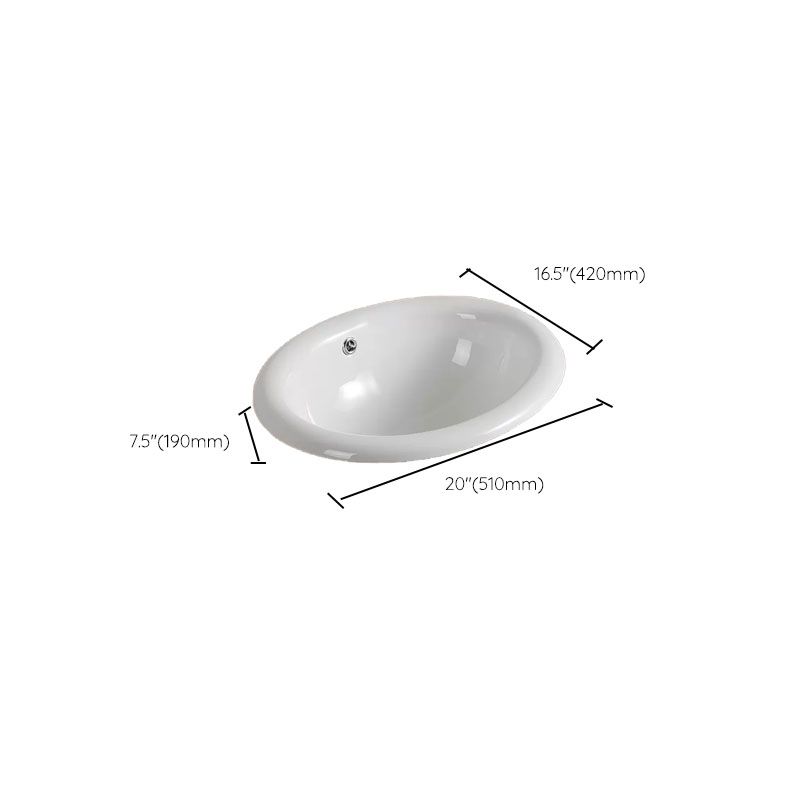 Contemporary Bathroom Sink with Pop-Up Drain Porcelain Oval-Shape Undermount Bathroom Sink