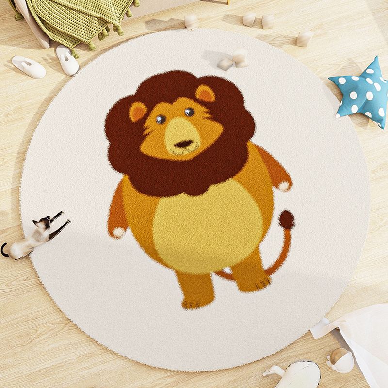 Lambswool Kids Area Carpet Stain Resistant Round Carpet Animal Print Modern Rug