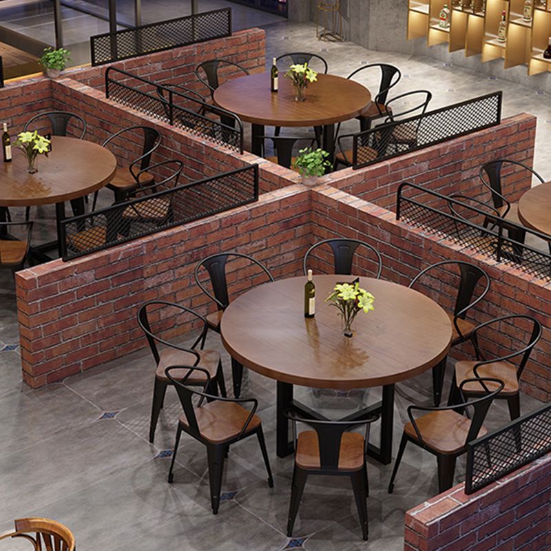 Round Dining Set 1/2/9 Pcs Solid Wood Dining Table with Metal Chairs