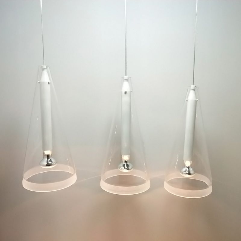 Transparent Glass Conical Pendant Lighting Minimalist White Hanging Light for Dining Room