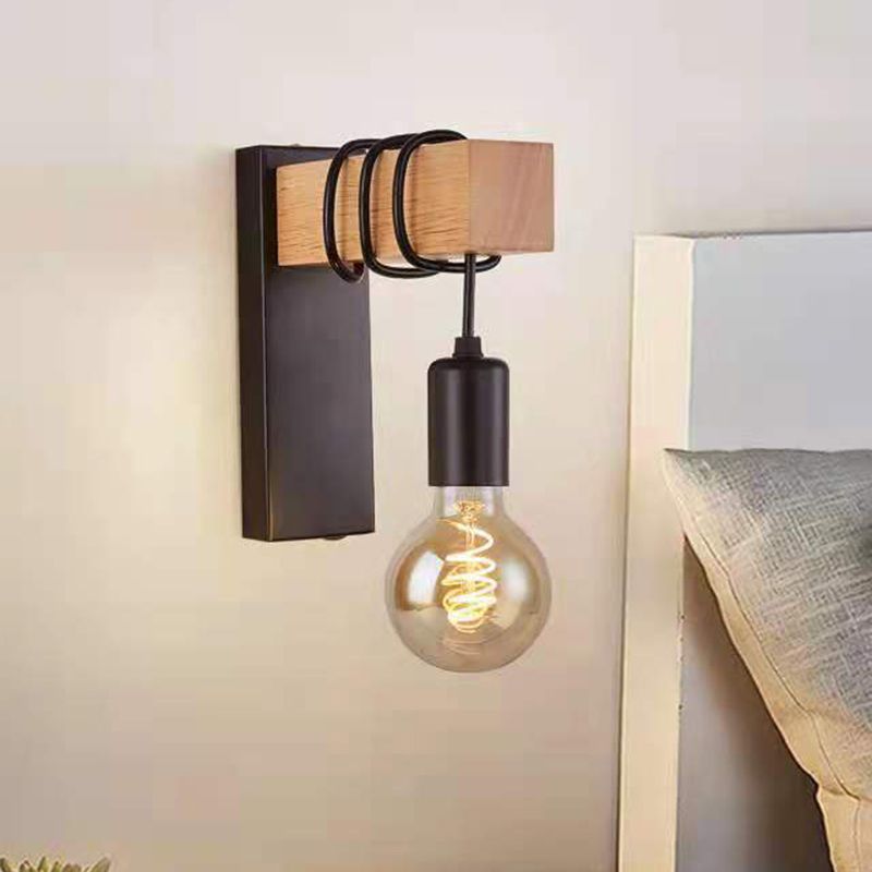 Simple Shape Wall Light Sconces Wood 1 Light Wall Lighting Fixtures for Bedroom