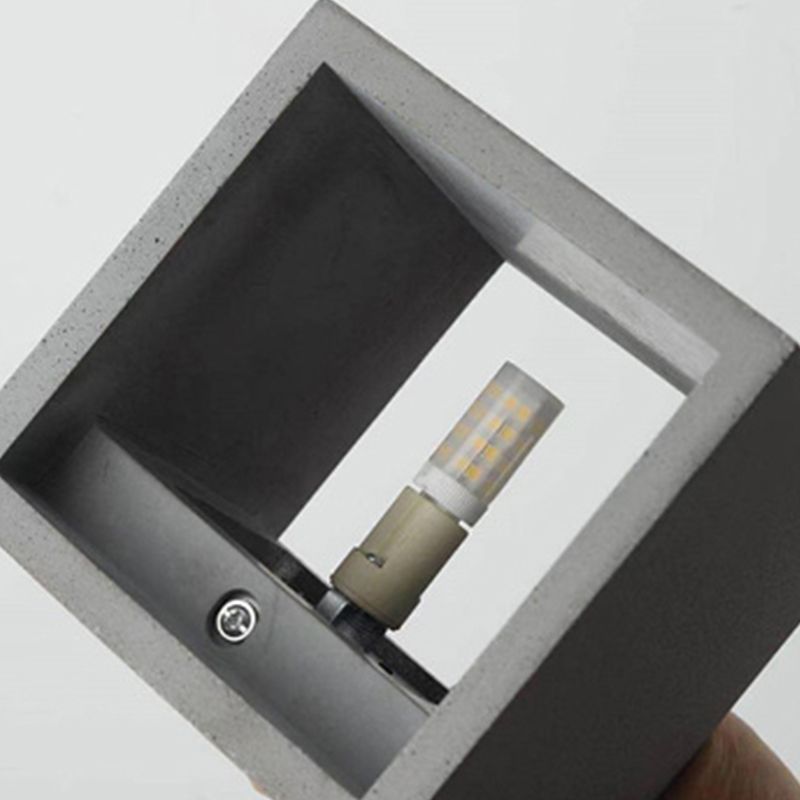Industrial Cement Wall Light Cube Single Light Wall Sconce in Grey for Bedroom