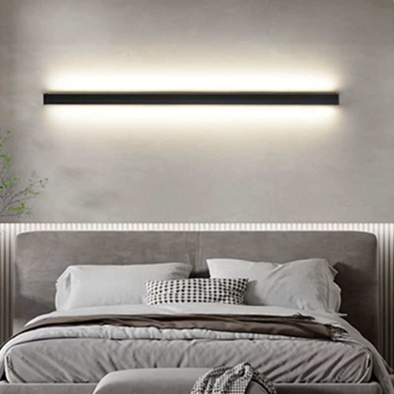 Metal Linear Shape Wall Lighting Modern Style 1 Light Wall Mounted Light Fixture in Black