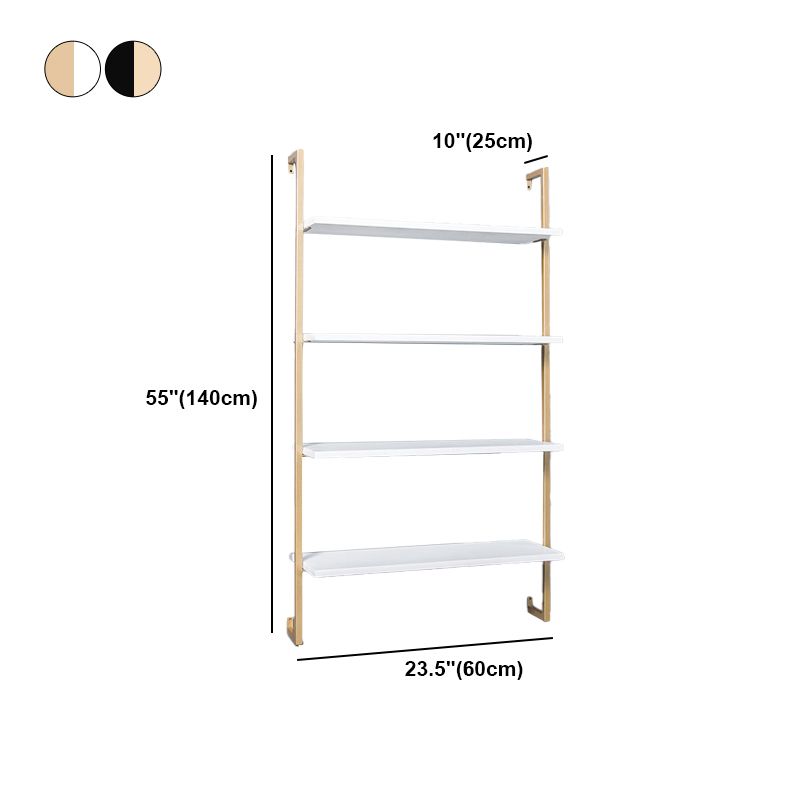 Contemporary Wall Unit Bookcase Metal Frame Pine Wood Shelf Bookshelf