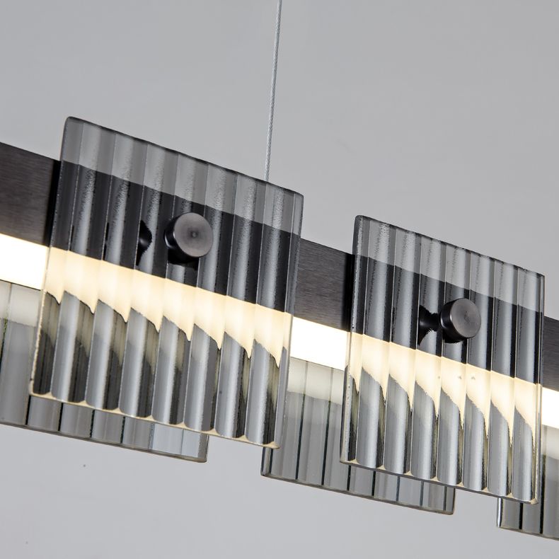 Modern LED Hanging Light Black Island Light Fixture for Dining Room