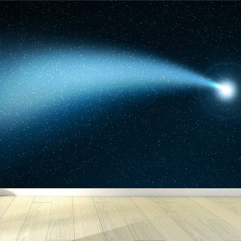 Modern Starry Night Scene Mural Wallpaper Blue Astronomical Landscape Wall Covering