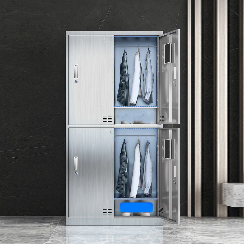 Steel Chrome Storage Cabinet Modern Cabinet with Hinged Doors
