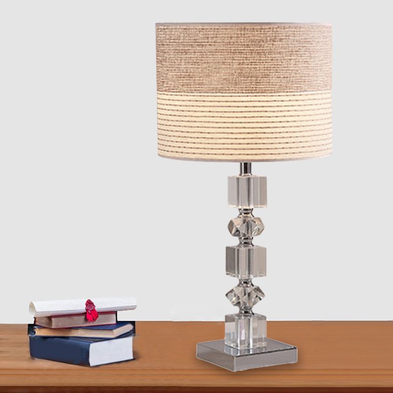 1 hoofdtrommel/vat gearceerd tafellicht traditioneel beige helder afgeschuinde kristal nachtstandaardlamp