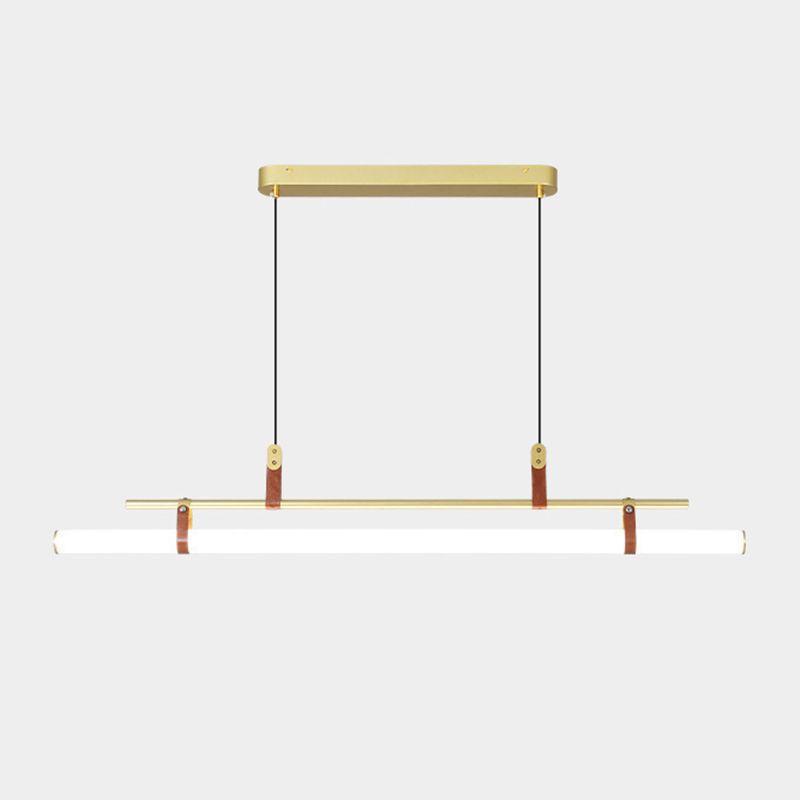 Modern Metal Island Lights Linear 1-Light Restaurant LED Hanging Lamp with Acrylic Shade