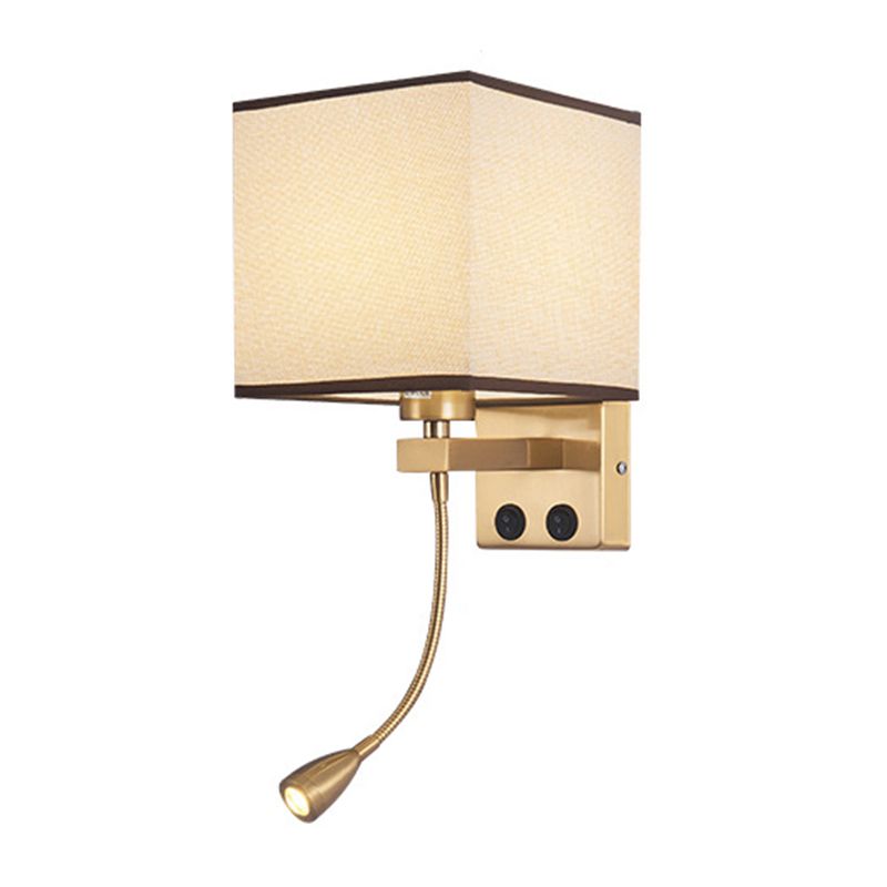 Vierkante stoffen schaduw eenvoud LED -leeslamp verstelbaar Spotlight Design Moderne Style SCONCE Lights