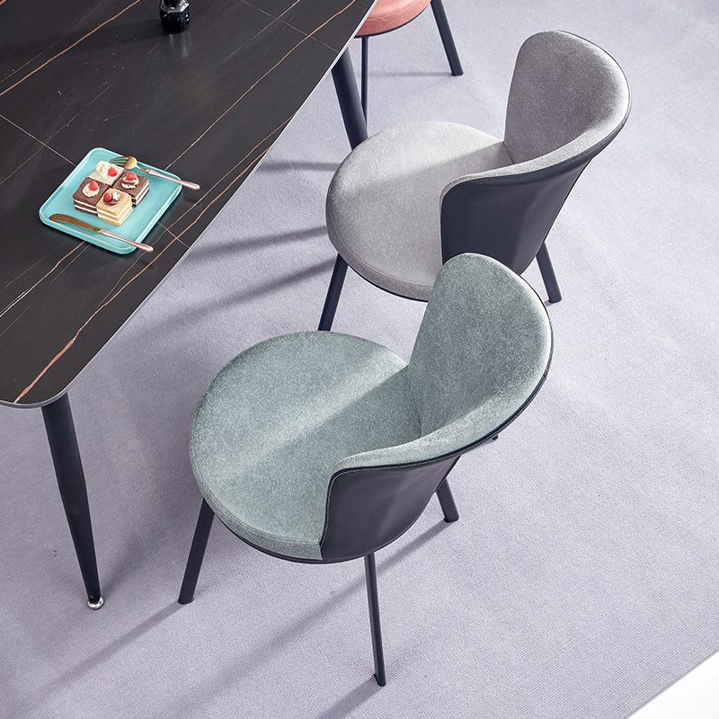 Silla de comedor contemporánea de metal, silla lateral sin brazos para comedor con respaldo lateral