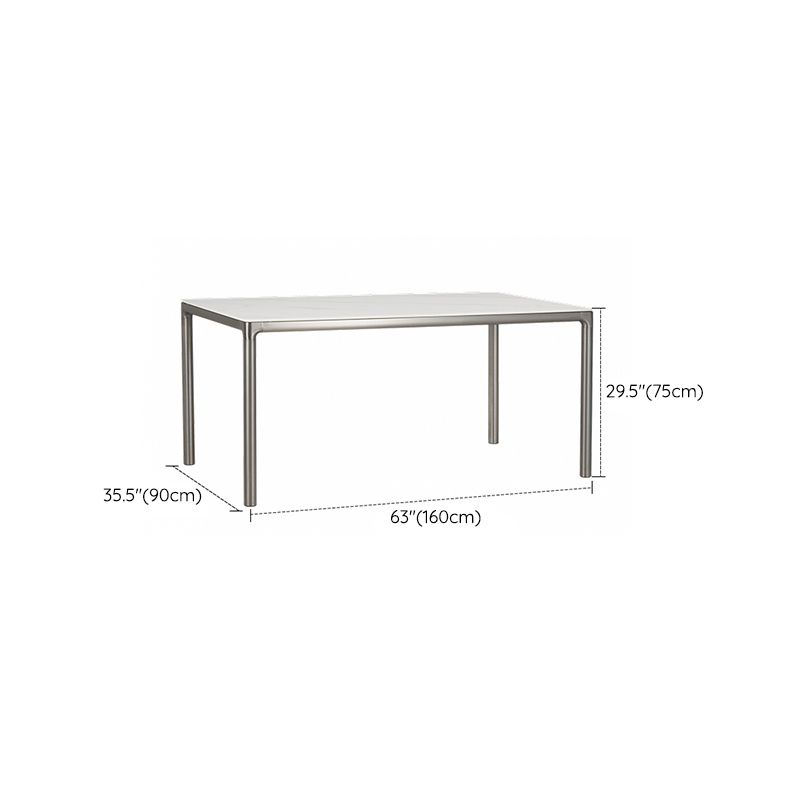 White Stone Top Dining Table Stainless Steel 4 Legs Dining Table