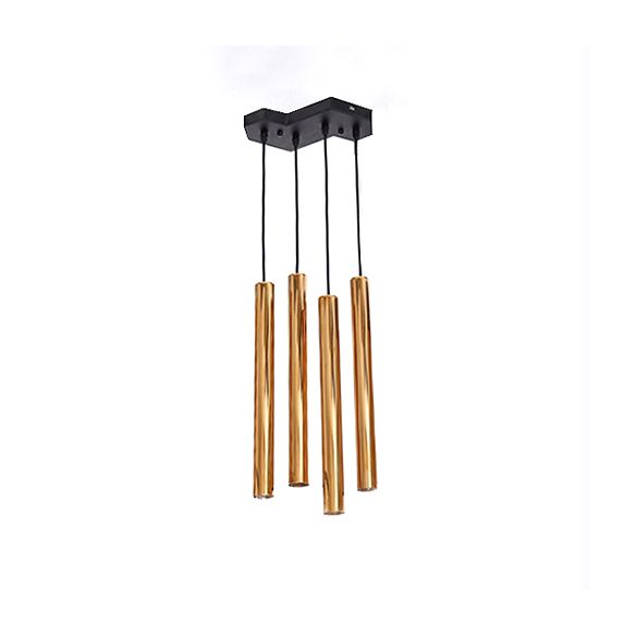 Iluminación colgante de tuberías metal posmoderno 4/8/12 Luces Gold Integrated LED Light para restaurante