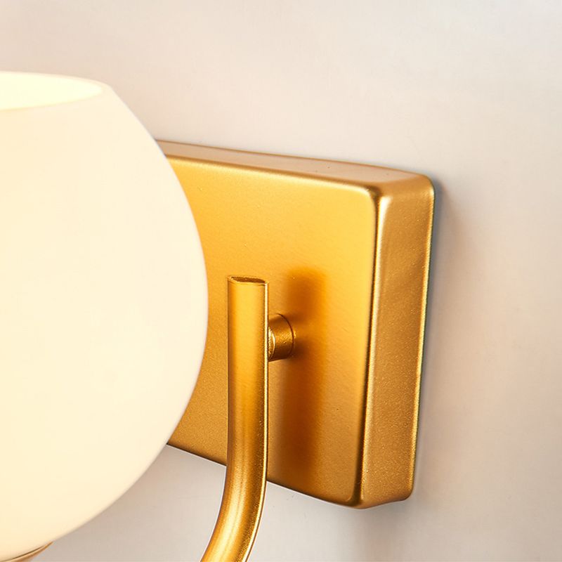 Round Milk Glass Wall Lighting Fixtures Modern Wall Mounted Light Fixture for Bedroom