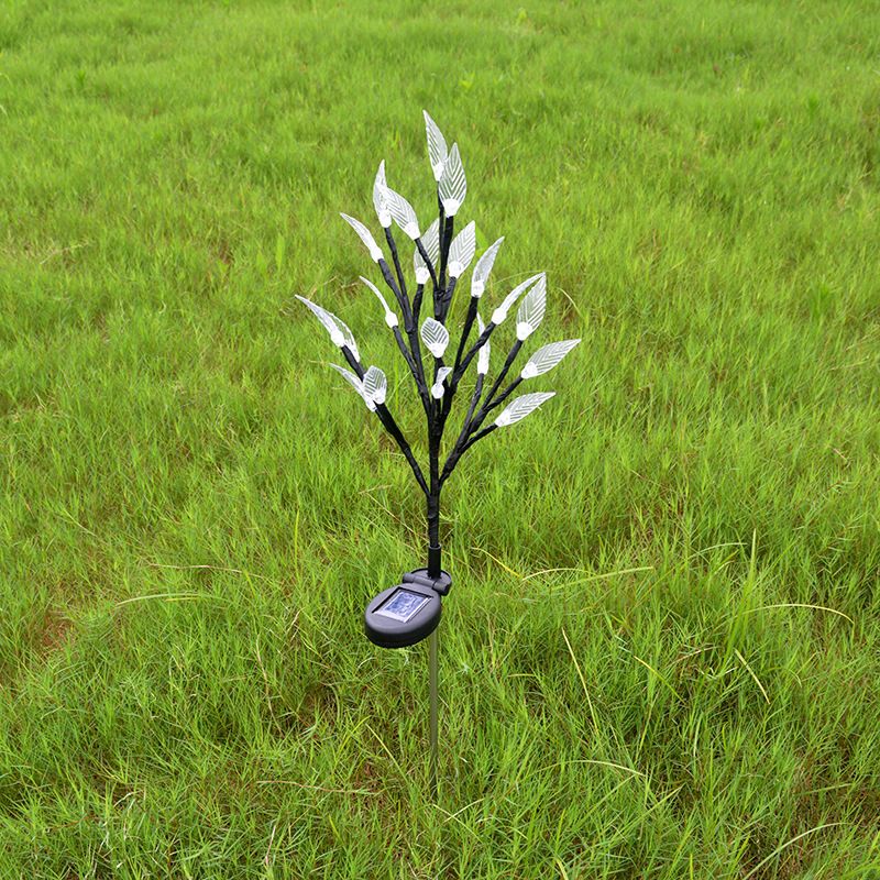 Leaf-Like Plastic LED Lawn Light Modern White Solar Ground Lighting for Courtyard