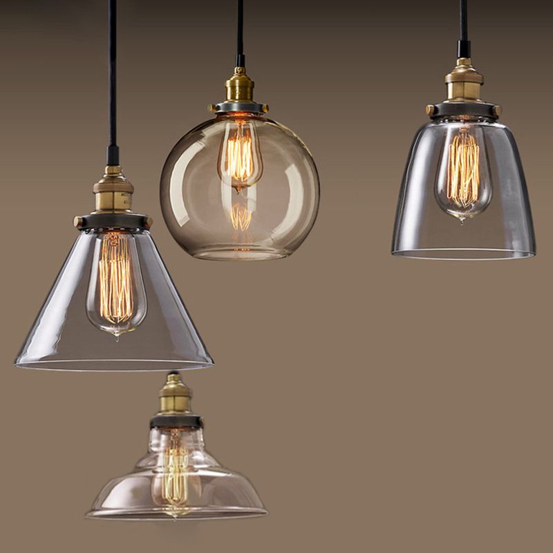 1-licht vintage glazen hanger lamp metalen lamphouder ontwerp industriële stijl verlichtingsarmatuur voor gang gang