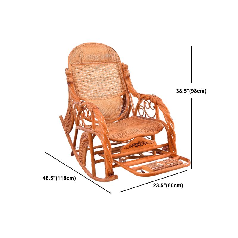 Traditional Rocking Chair Wicker Spindle Backrest Solid Color Indoor Rocking Chair