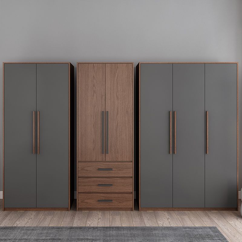 Contemporary Wardrobe with Garment Rod Engineered Wood Wardrobe Closet