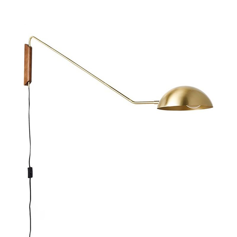 Dome Bedside Wall Mount Lighting Metal 1-Bulb Modernism Swing Arm Wall Light Sconce