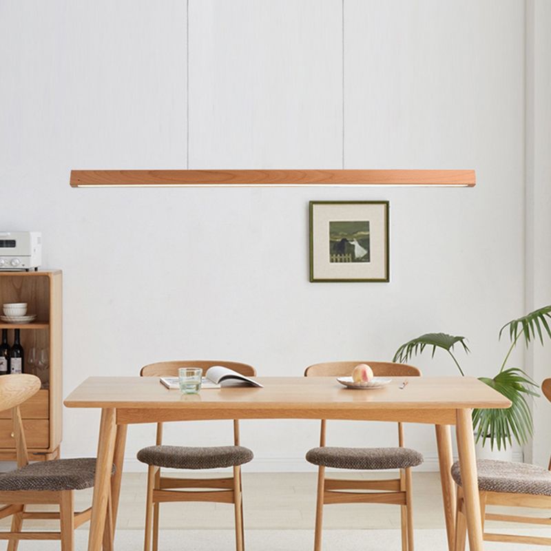 Luci a sospensione a sospensione in legno Lampade appese lineari moderne per sala da pranzo