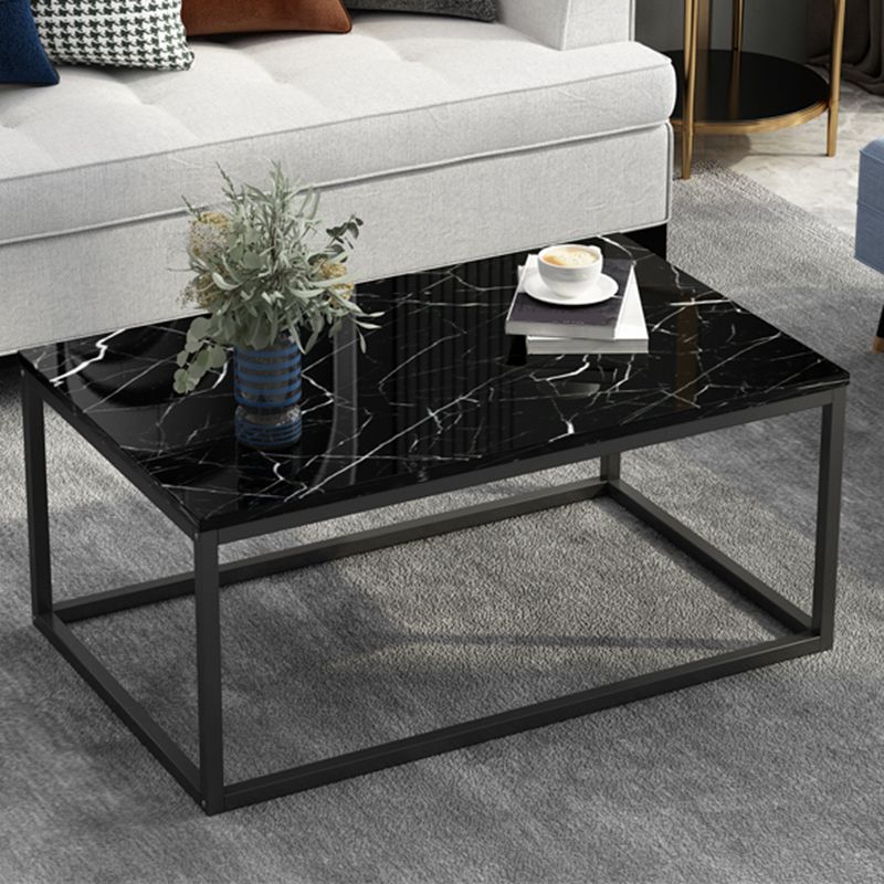 Modern Rectangular Steel Frame Coffee Table  Black Cocktail Table